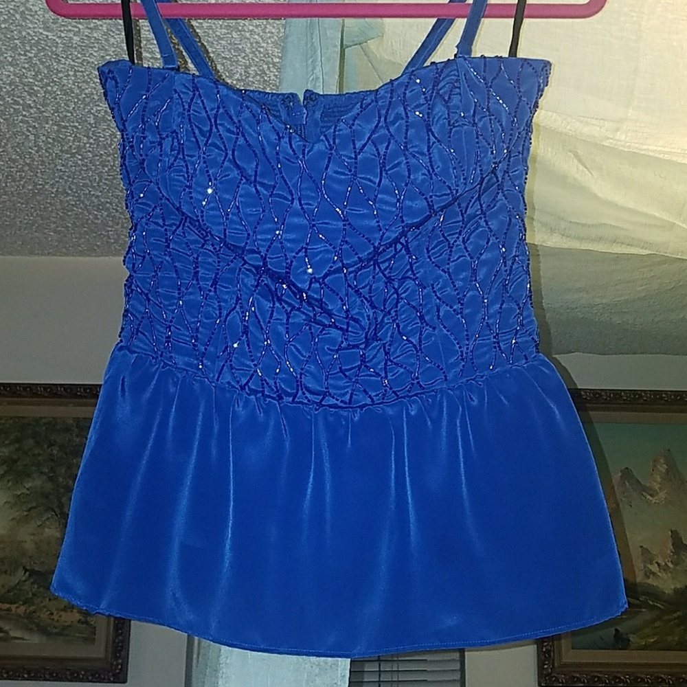 Bebe blue corset style top SZ Small